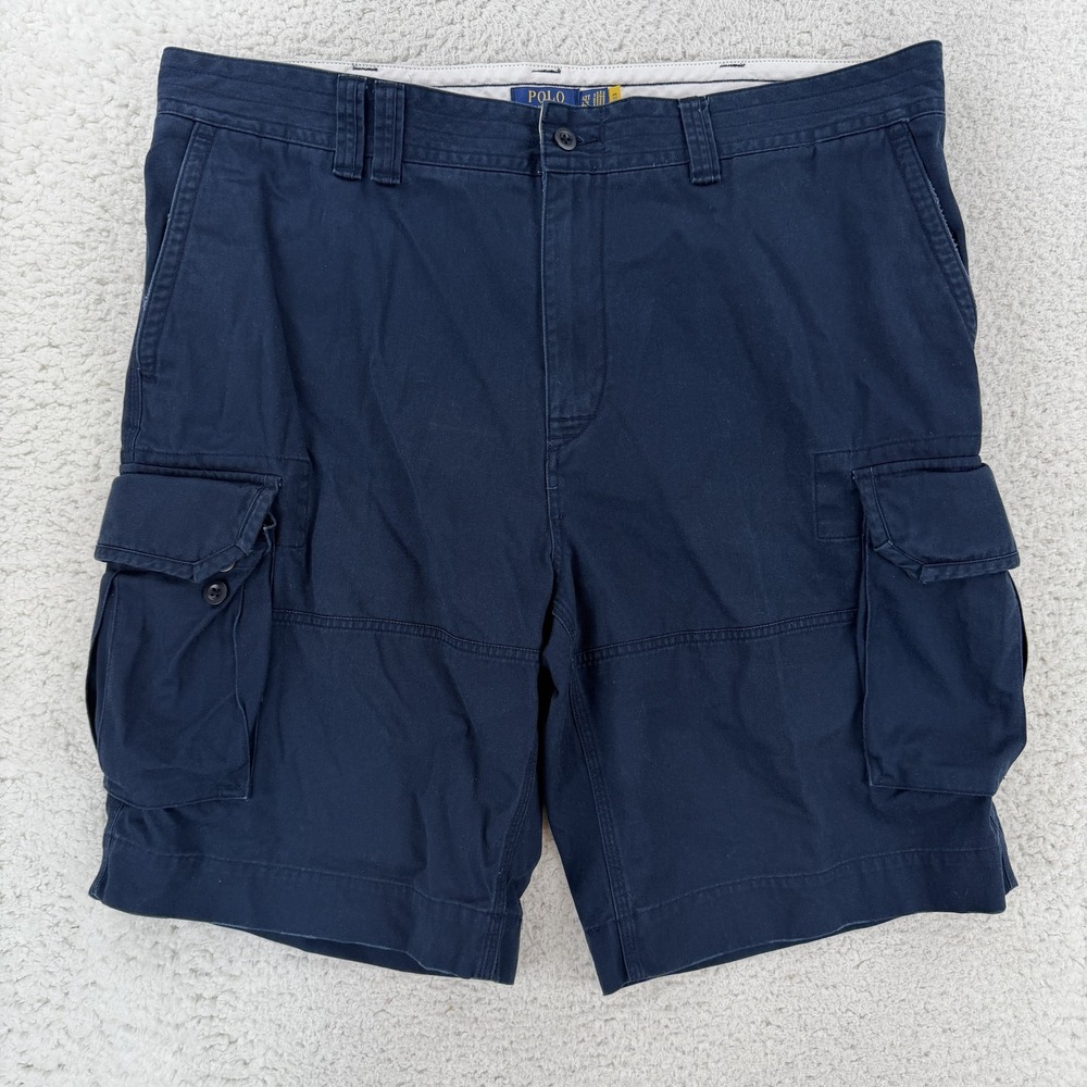 Polo Ralph Lauren Cargo Shorts Mens 42 Blue Cotton Canvas Surplus Y2K Casual